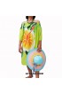 Daily Casual Fashion Handmade Women Dress Green Color with Handpainting Rayon